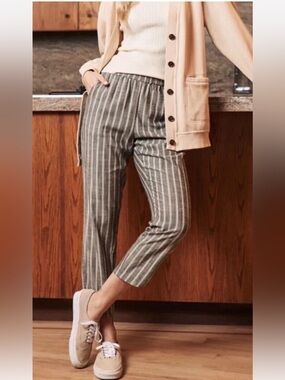 Marine Layer Gray Pinstripe Cropped Relaxed Pants